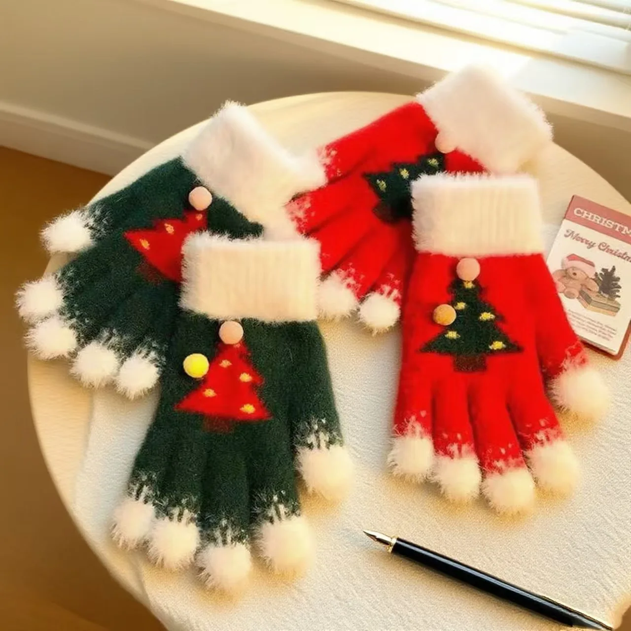 قفازات الشتاء الدافئة النسائية؛ قفازات محبوكة بدون أصابع مضادة للبرد بشاشة تعمل باللمس؛ هدية مثالية لعيد الميلاد. #5