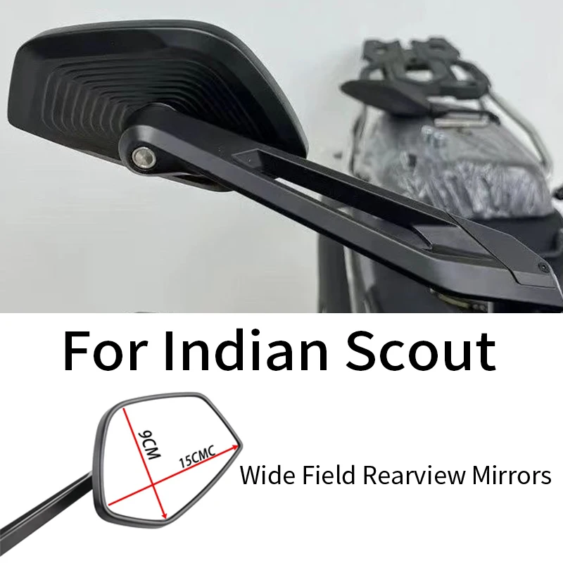 

For Indian Scout Motorcycle Rearview Mirrors Wide Vision Aluminum Alloy Side Mirrors Anti-Shake Adjustable Casting Integrated