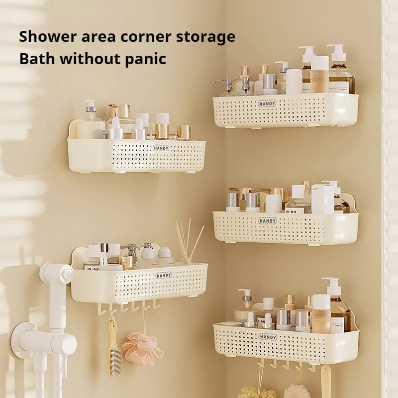 Toilet Storage Rack Bathroom Washroom Non Perforated Wall Mounted Cosmetics Washbasin Storage And Dressing Rack