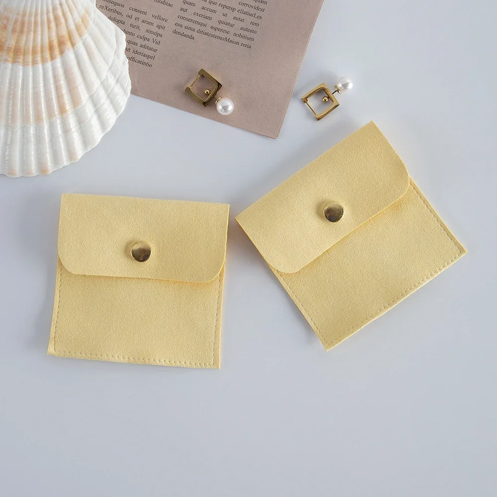10 Stück Schmuck tasche 8x8cm Mikro faser Gold Druckknopf Beutel Ring Ohrring Anhänger Öl Aufbewahrung ssack Hochzeit Geburtstags geschenk Gefälligkeiten – Detail 5