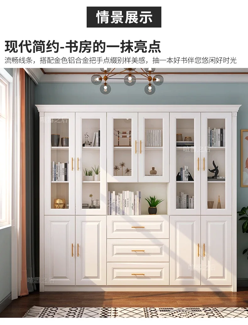 Simple Modern Bookcase Floor with Glass Door Home Study Student Bookcase Shelf