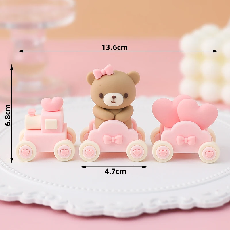 Baby Bär Kuchen Topper Cakecup Topper Mini Bär Kuchen Dekor für Geburtstag Baby Dusche Baby Junge Party Dekoration Blau Braun Rosa – Detail 5