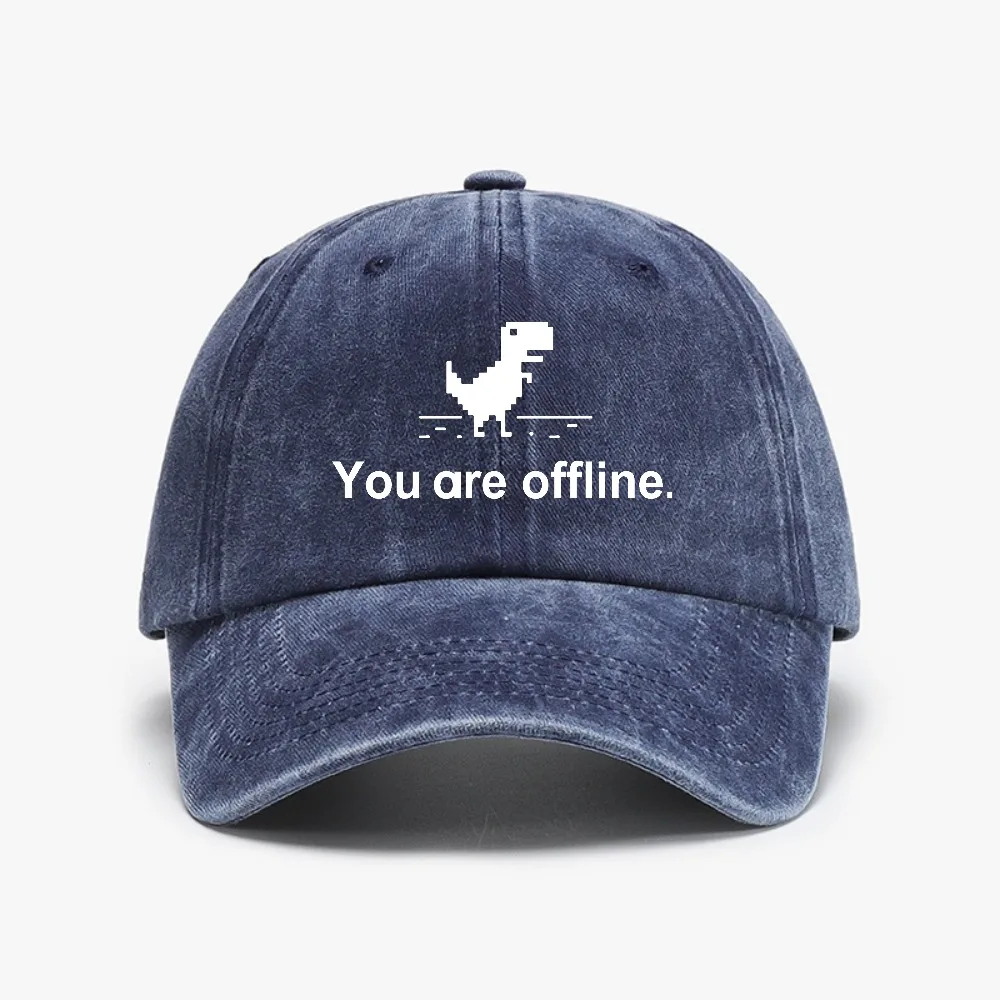 You Are Offline Funny Low Resolution Pixel Dinosaur Baseball Caps Peaked Cap Computer Cpu Core Sun Shade Hat Men Washed hats