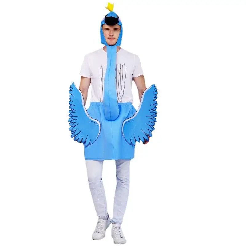 Bleu Flngo Cos loween carnaval adulte Costume scène Performance drôle Dr-Up Pu matériel dames spécial Ocn