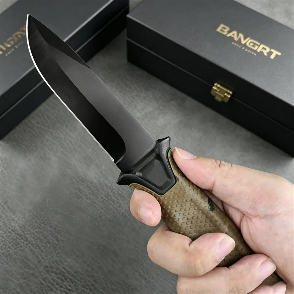 Full Tang Fixed Blade Knives 8Cr13Mov Steel Portable Straight Knife Rubber and Plastic Handle Outdoor Camping Survival Knife
