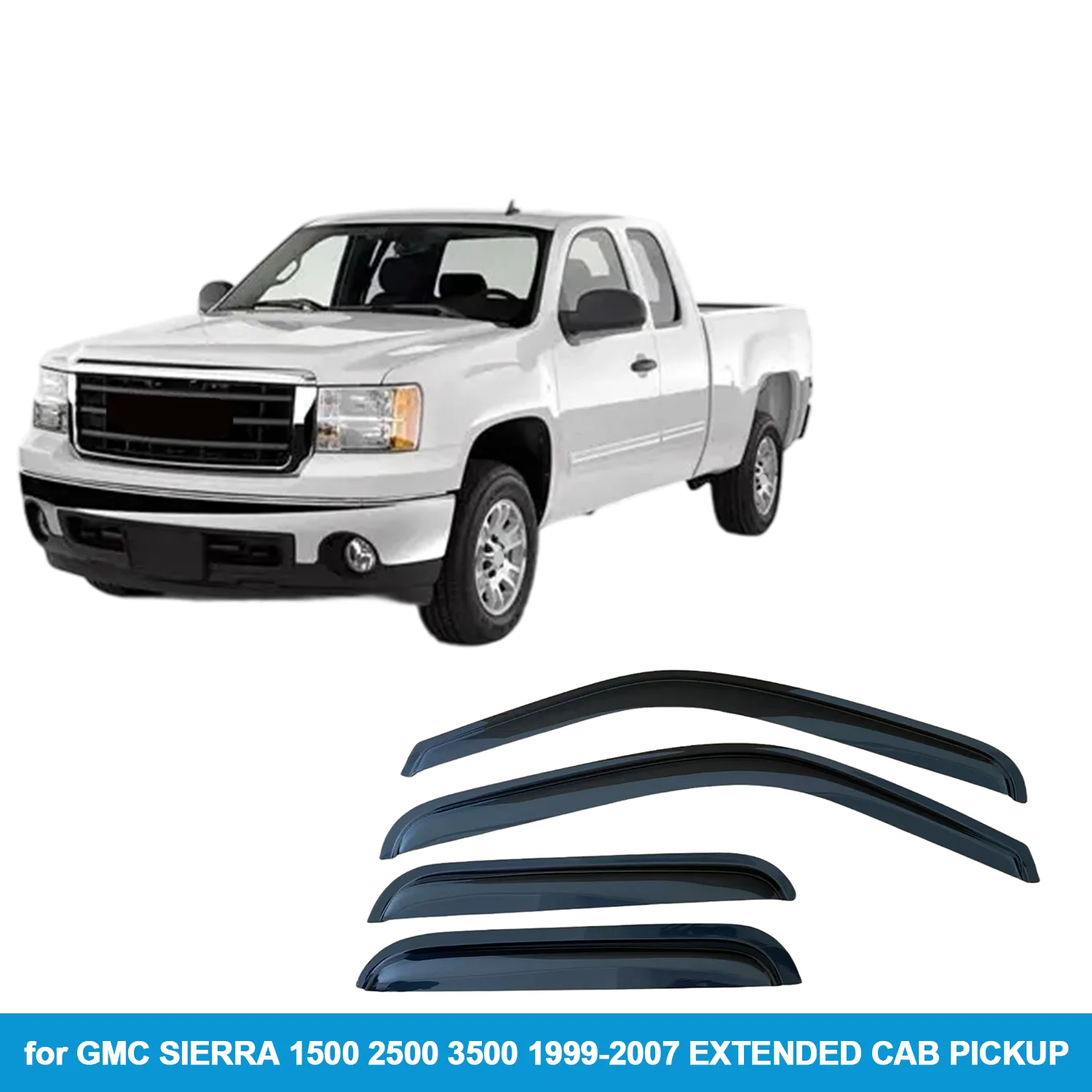 

Window Visor for GMC SIERRA 1500 2500 3500 1999-2007 EXTENDED CAB PICKUP Rain Guard Side Vent Deflector Weathershield Outside
