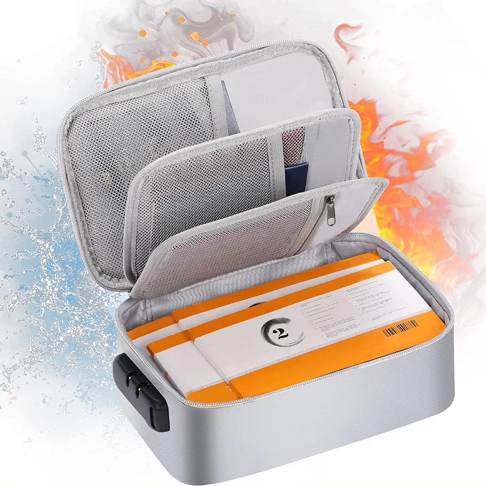 Small Fireproof Handbag -Fireproof and waterproof organizer for passport , small items, portable travel storage bag