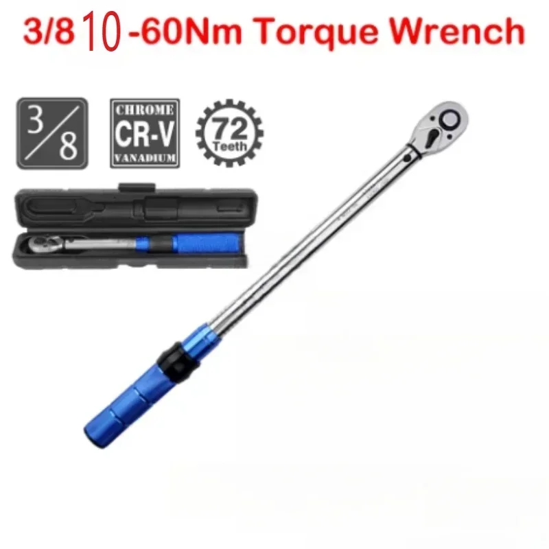 10-60N.m Torque Wrench 3/8 Inch Square Drive Torques Key ±3% High Precision Torque Wrench Professional Bicycle Automotive Tool