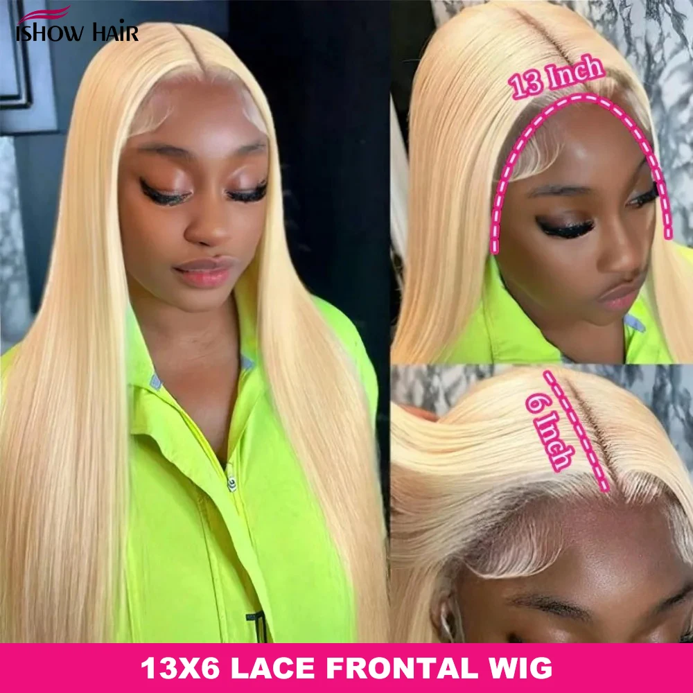 Ishow شقراء 613 باروكة من شعر طبيعي 13x6 الدانتيل الجبهة شعر مستعار مستقيم Hd الدانتيل الباروكة الأمامية 13x4 العظام شعر مستعار مستقيم قبل قطعها للنساء