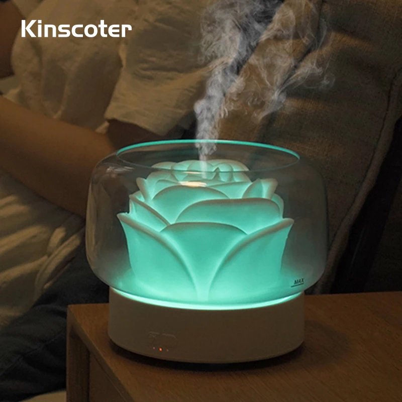 KINSCOTER 400ml Flower Aroma Diffuser Electric Mist Maker Aromatherapy Essential Oil Air Humidifier for Holidays Gift