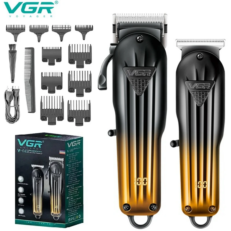 

Комбинированный комплект VGR, машинка для стрижки волос, профессиональный триммер для бороды для мужчин, электрическая машина для стрижки волос, перезаряжаемая стрижка