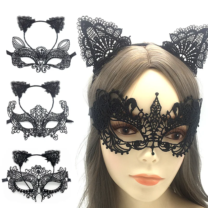 Women Sexy Hollow Lace Masquerade Face Mask Headband Princess Party Cosplay Prom Props Costume Nightclub Exotic Queen Eye