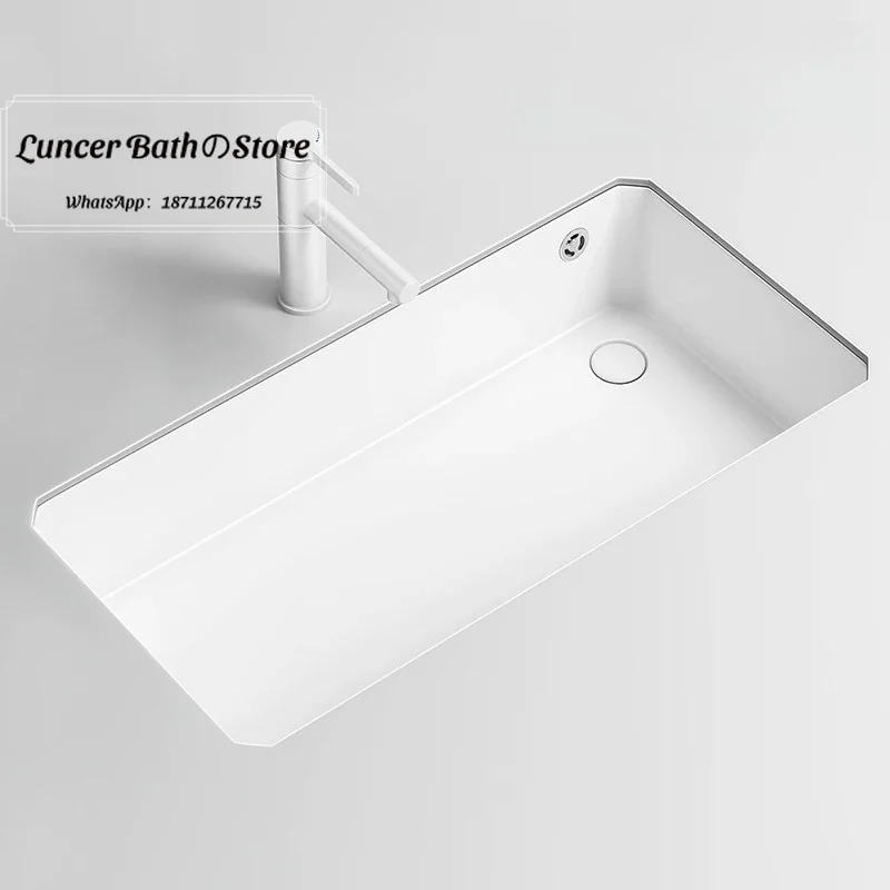 Bathroom sink built-in deepened washbasin, large capacity undermount basin, ceramic single basin, side drainage washbasin