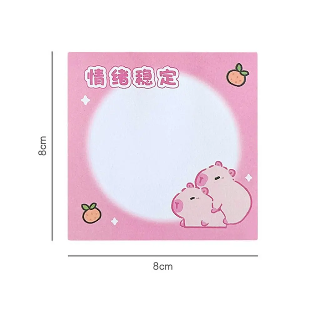 50 Sheets/Pack Cute Pink Capybara Sticky Note Book Ins Cartoon Non-sticky Message Paper Portable Removable Capybara Memo Pad