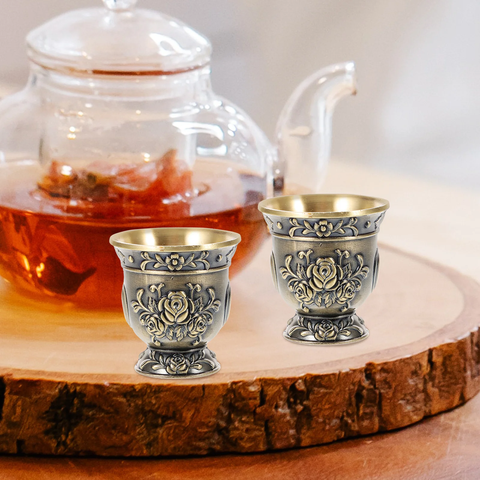 

Bronze Tea Cup Wide Mouth Metal Tea Mug Imitation Ancient Vintage Teaware for Birthday Wedding Banquet Beverage Cup