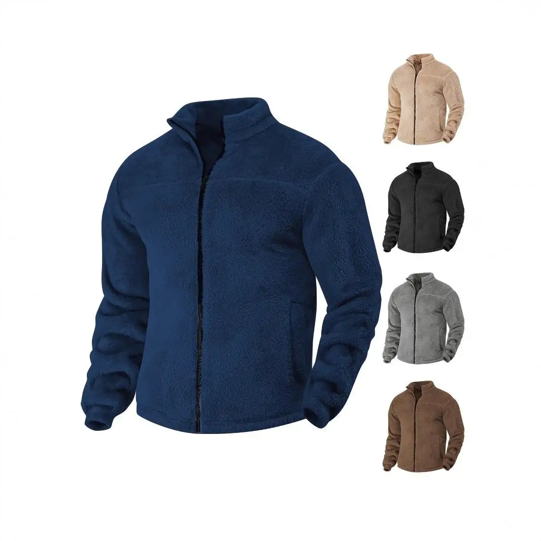 

Men's Casual Embroidered Fleece Jacket Slim Fit Large Size Autumn Winter Stand Collar Hoodie Comfortable Breathable Sweatshirt