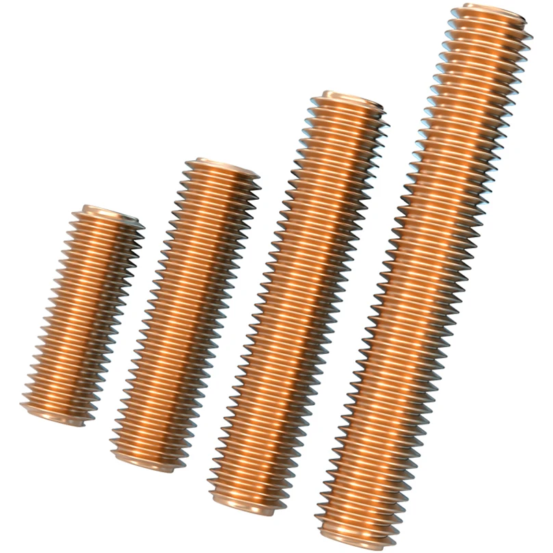 Purple Copper Threaded Rod, T2 Copper Metric Bolt Full Threaded Shaft Rod M4~M14