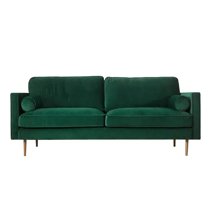 

Nordic modern simple cream style retro fabric sofa small apartment bed and breakfast apartment hotel straight row velvet sofa