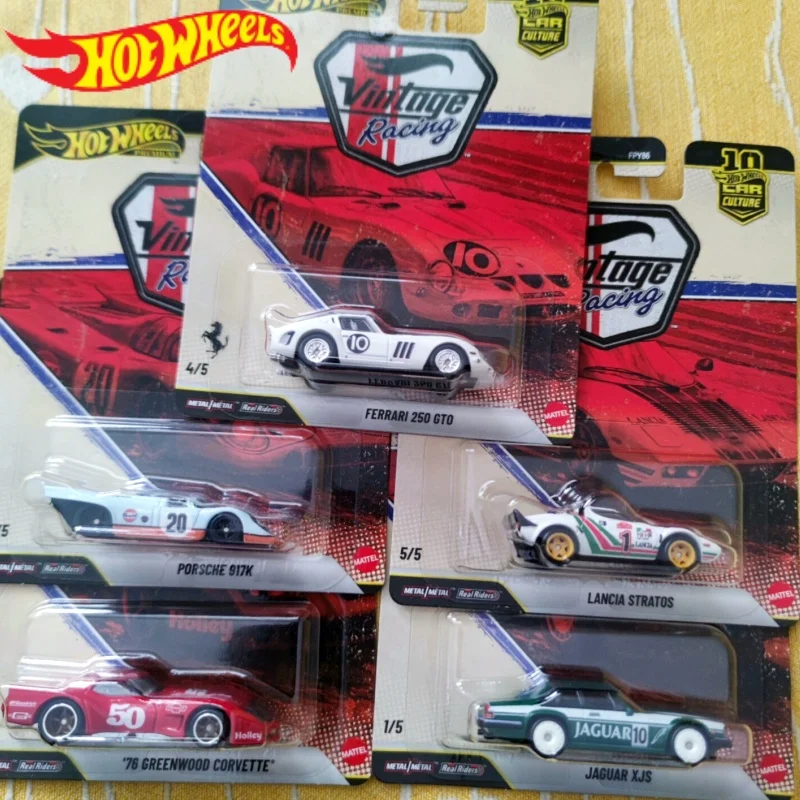 Nuevo Hot Wheels Premium Culture Vintage Racing Jaguar Xjs 1:64 Porsche Corvette Ferrari 250 Lancia Nissan Coches de Aleación Fundida a Presión de Colección Regalo