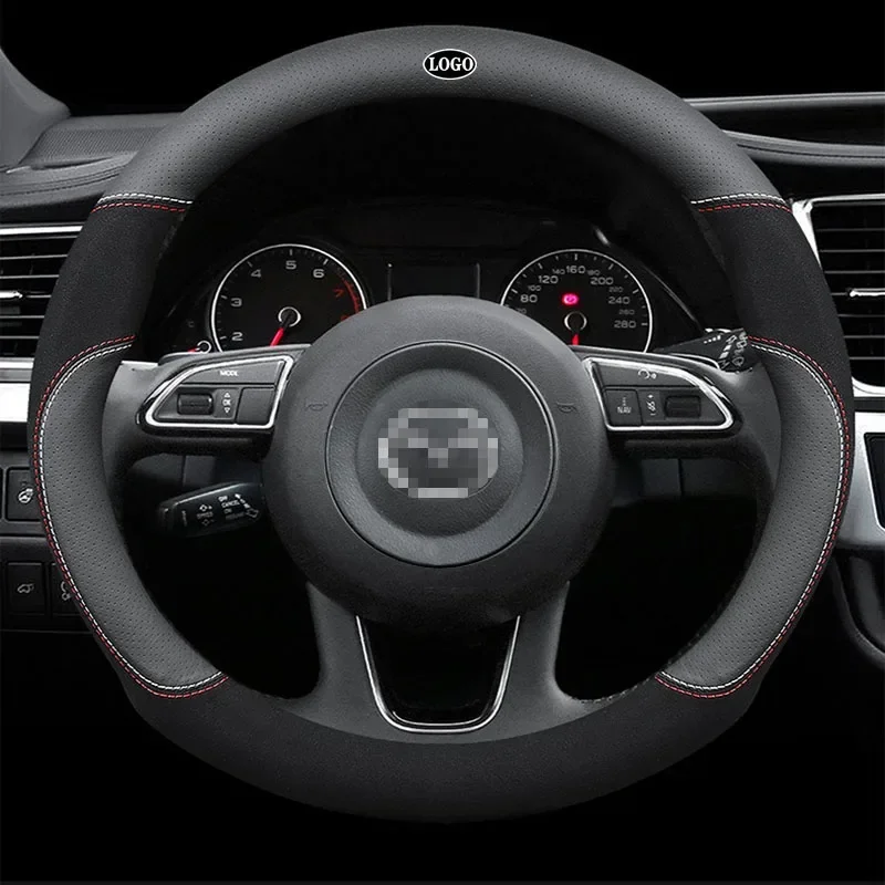 Suede Car Steering Wheel Cover 15 Inches / 38 Cm for Mazda 2 3 5 6 8 Atenza Axela BT-50 CX5 Cx7 Cx3 CX9 CX30 2019 2020 2021