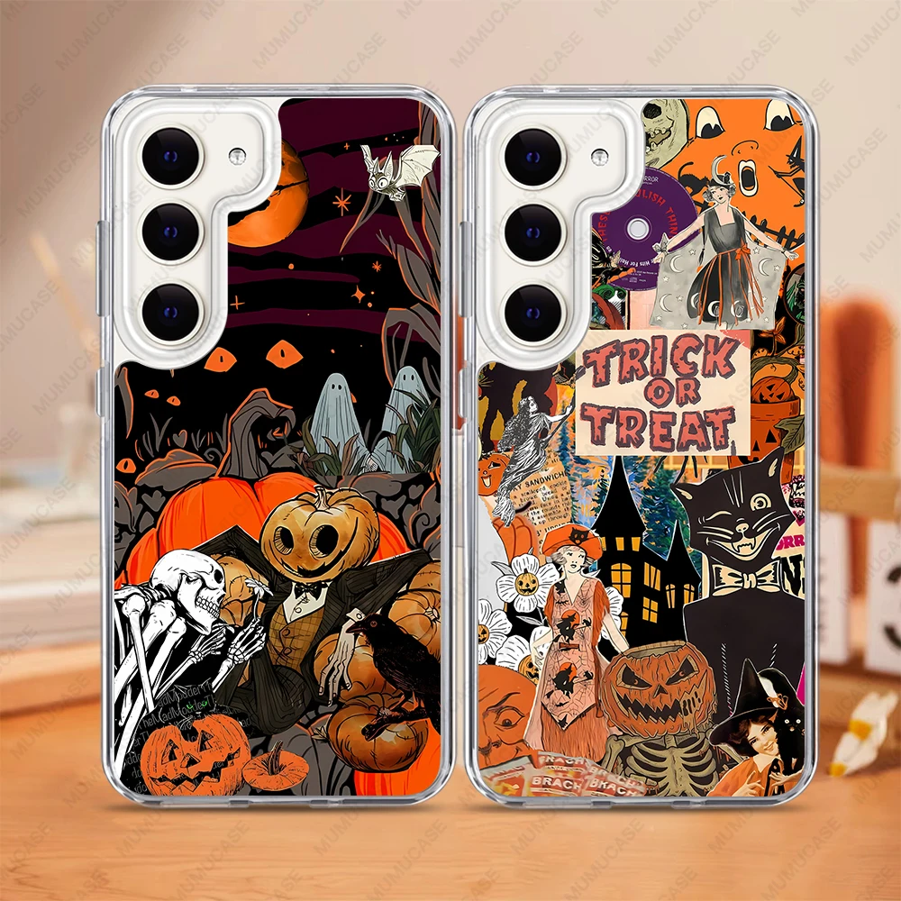 Etui ochronne 2 w 1 PC+TPU do Samsung Galaxy S24 S23 Ultra S24FE A15 A34 A35 A53 A54 A55 Wstrząsoodporne etui Zabawne Halloween