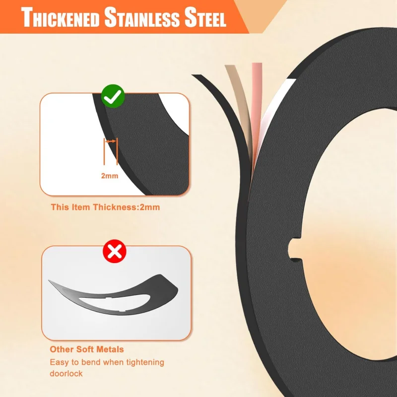 2 도어 손잡이 보강 플레이트 원형, 커버 데드볼트, 핸들 수리 키트, 검정색