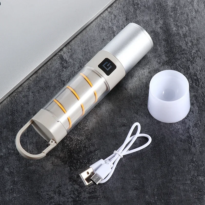 

New tungsten duallight source strong light flashlight multifunctional camping light with outdoor hook and telescopic flashlight