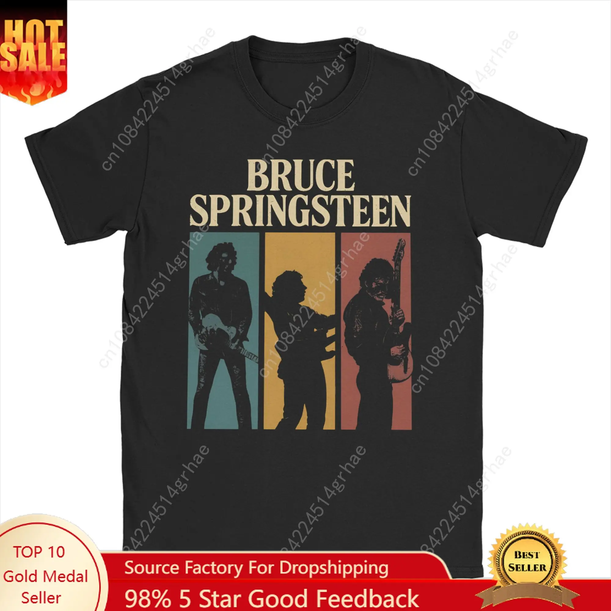 

Men Bruce Springsteens T Shirts 100% Cotton Clothing Vintage Short Sleeve Round Neck Tees 4XL 5XL 6XL T-Shirts