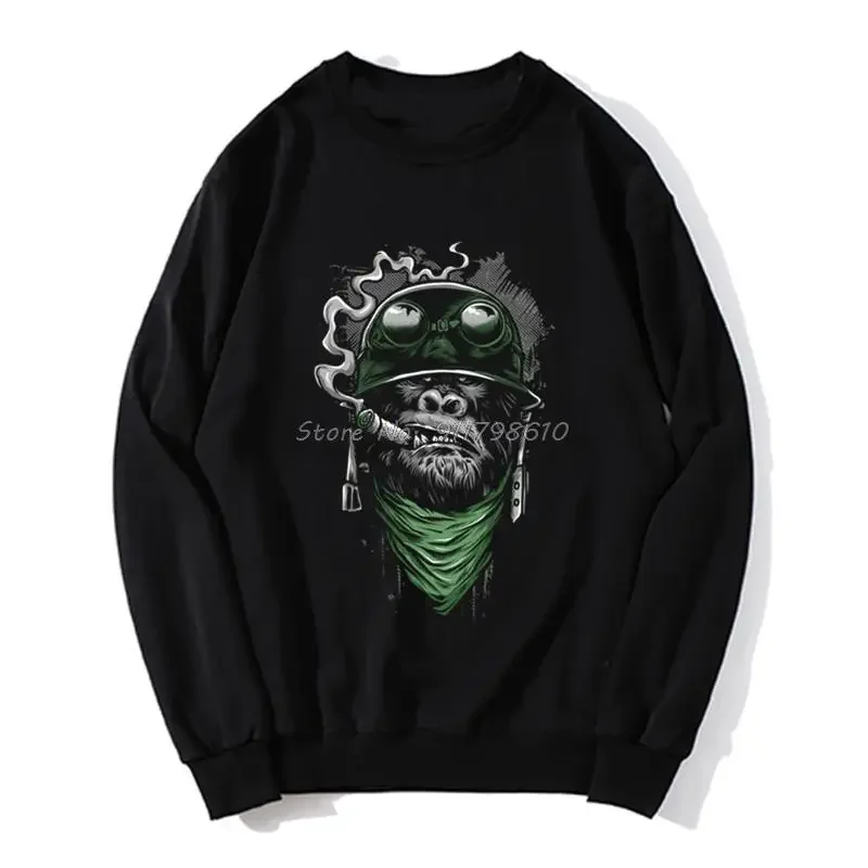 Biker Hoodie Gorilla Monkey Motorcycle Chopper Bobber Old Men'S Men  New Cotton Print Plain Hoodies sweater streetwear