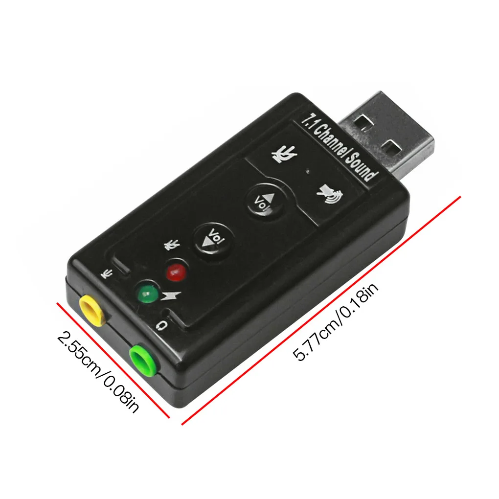 USB7 1 Channel Sound Adapter Driverless External Stereo Card Audio USB Device for Desktop