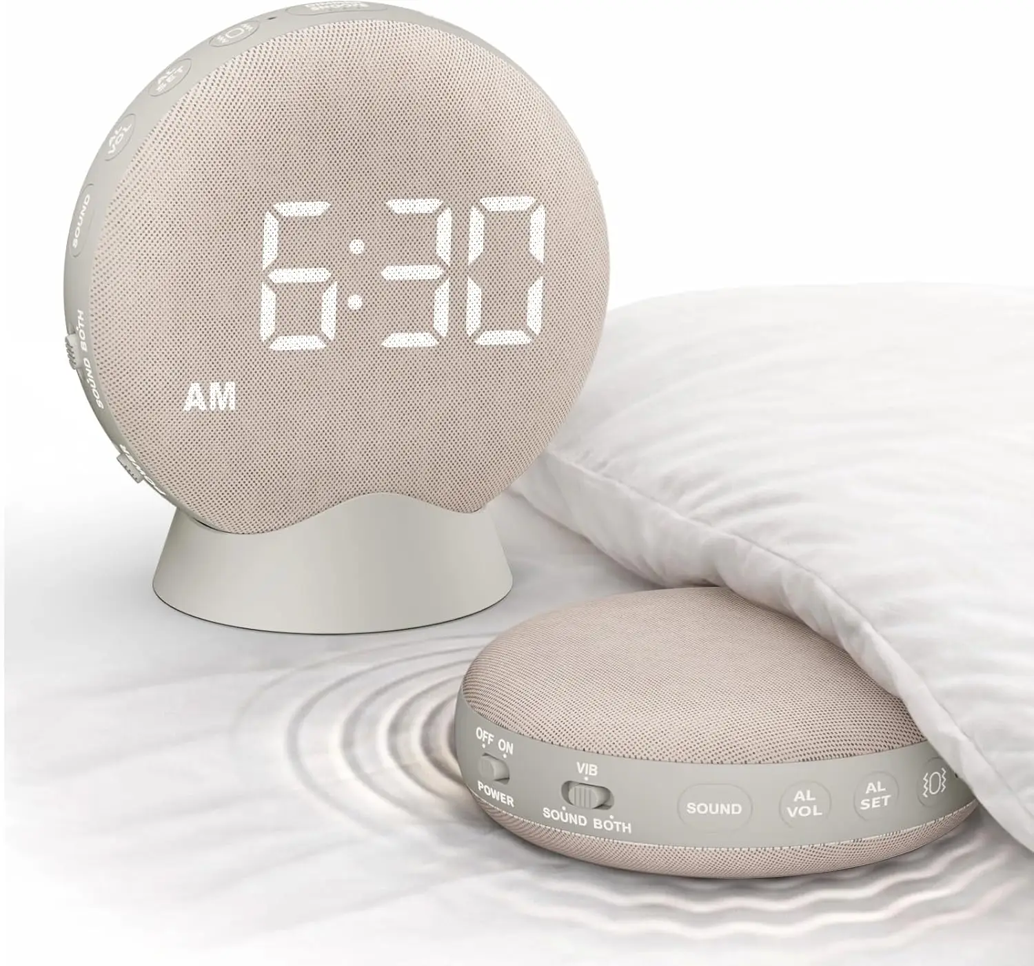 

Super Loud Alarm Clock with Bed Shaker for Heavy Sleepers - Rechargeable Auto-Dim Digital Clock for Travel and Dorm