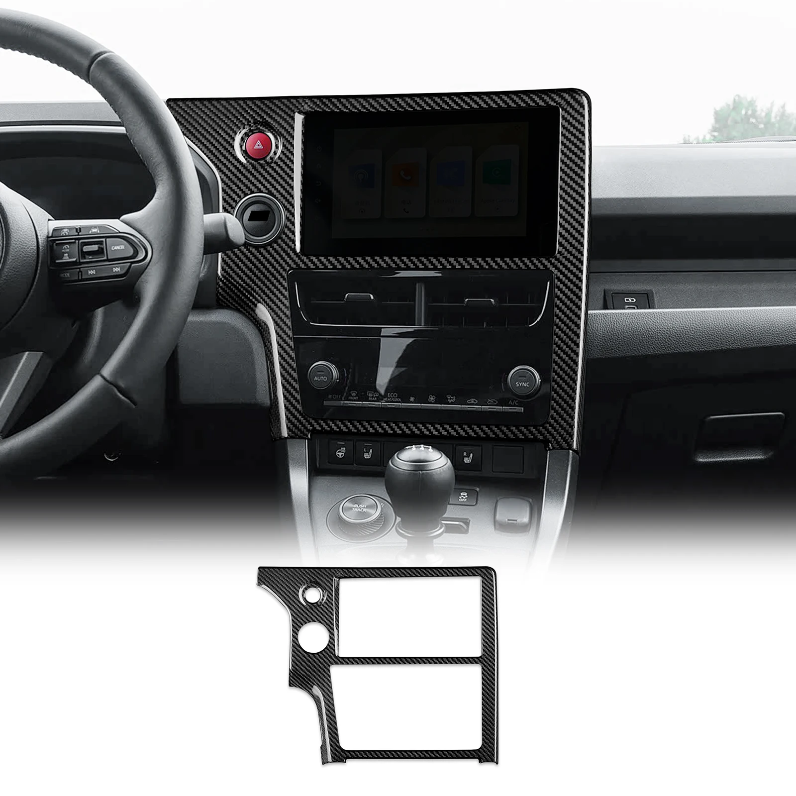 

For 2025 2026 Toyota GR Yaris Hard Dry Carbon Fiber Center Console Navigation Screen Frame LHD Car Interior Trim Sticker
