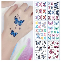 Autocollants de Tatouage Temporaire Papillon Coloré pour Fille, ix, Poulet, Art Corporel, Maquillage, Faux, Étanche