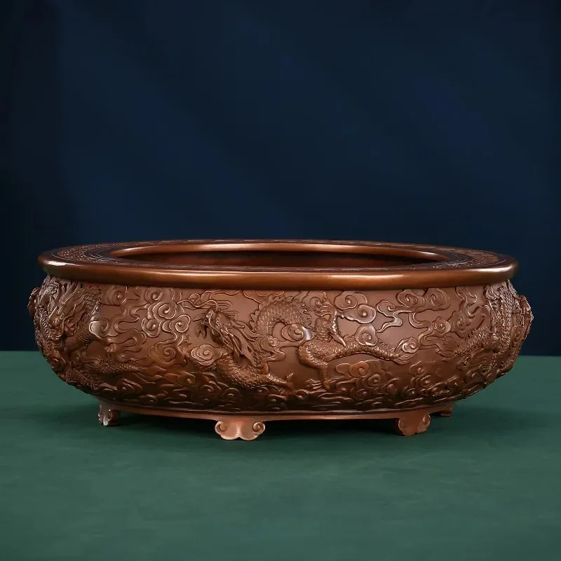 Copper zodiac dragon pattern cornucopia ornament home office decoration