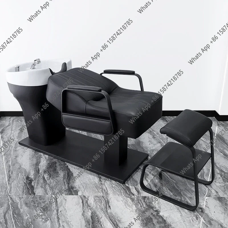 J 0 Ceramic Basin Shampoo Chair Special For Hair Salon Sitting Half Lying Hair Salon Stainless Steel Flushing Bed