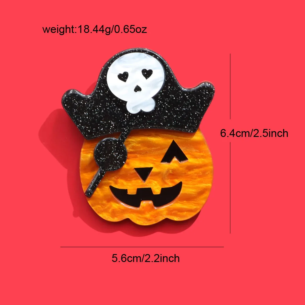 CINDY XIANG Acrylic Pumpkin Pirate Hat Halloween Brooch New Design 2024