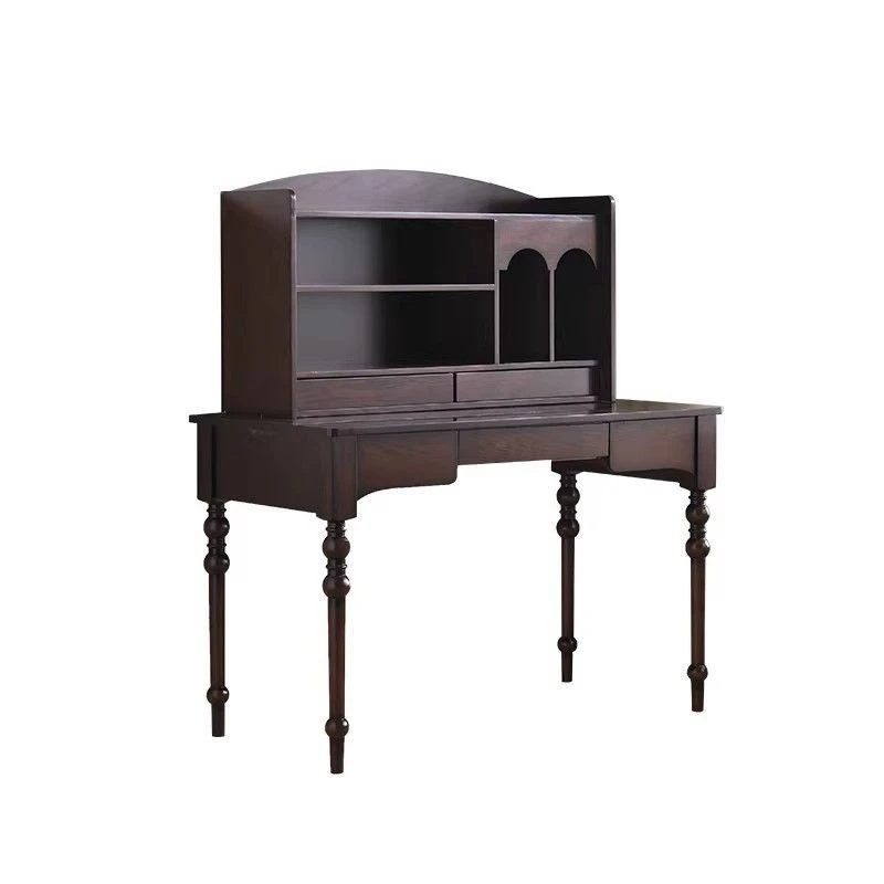 Solid wood desk and chair combination, retro style home desk, high-end writing desk
