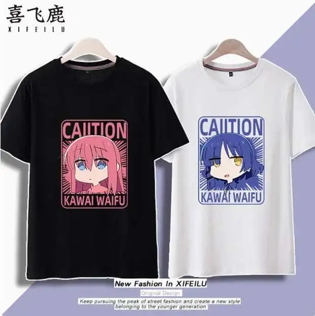 

Anime Bocchi The Rock Gotoh Hitori Short Sleeve T-Shirt Summer Costume Cosplay Casual Student Loose Tops anime