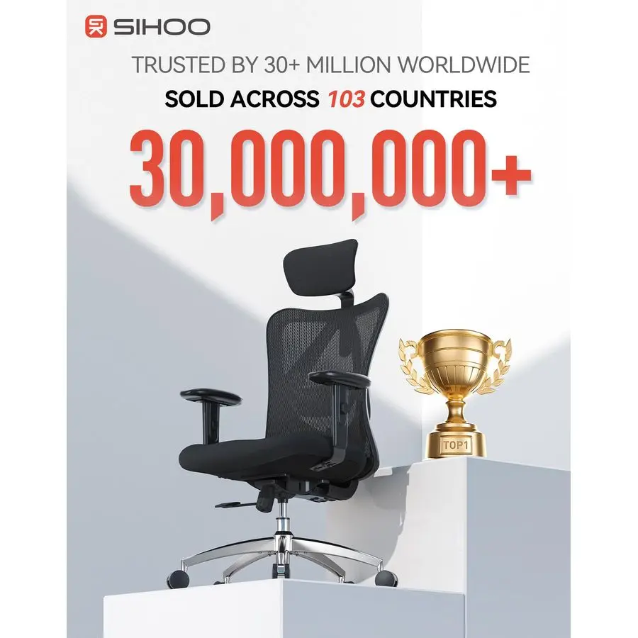 M18 Ergonomic Office Chair, High Back Mesh Desk Chair with Adjustable Headrest amp Lumbar Support, 330lbs Capacity Computer Chai