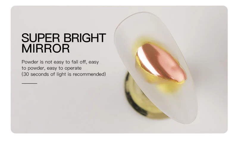 AS Professional 8ml Chrome Mirror Powder Top Coat UV Gel Varnish Semi Permanent Nail Polish Gold Silver Mirror Glitter Powder