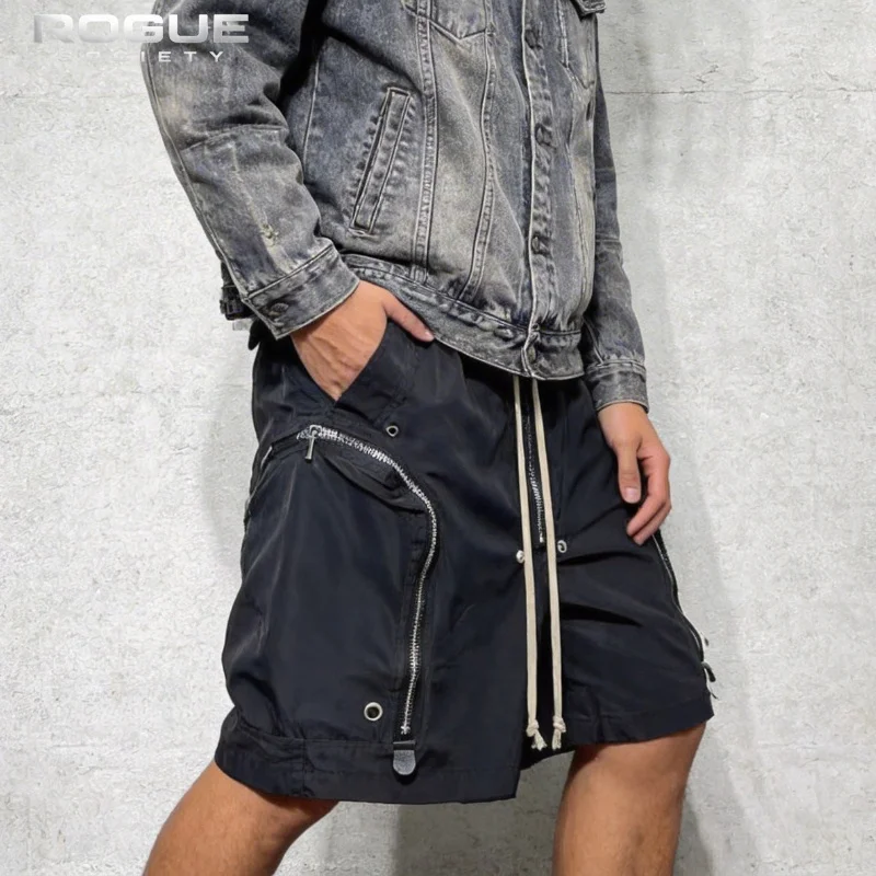 

Summer Dark Retro Techwear Men Cargo Shorts Zipper Pocket Harem Loose Functional Streetwear Urban Casual Bermuda PantalonCorto