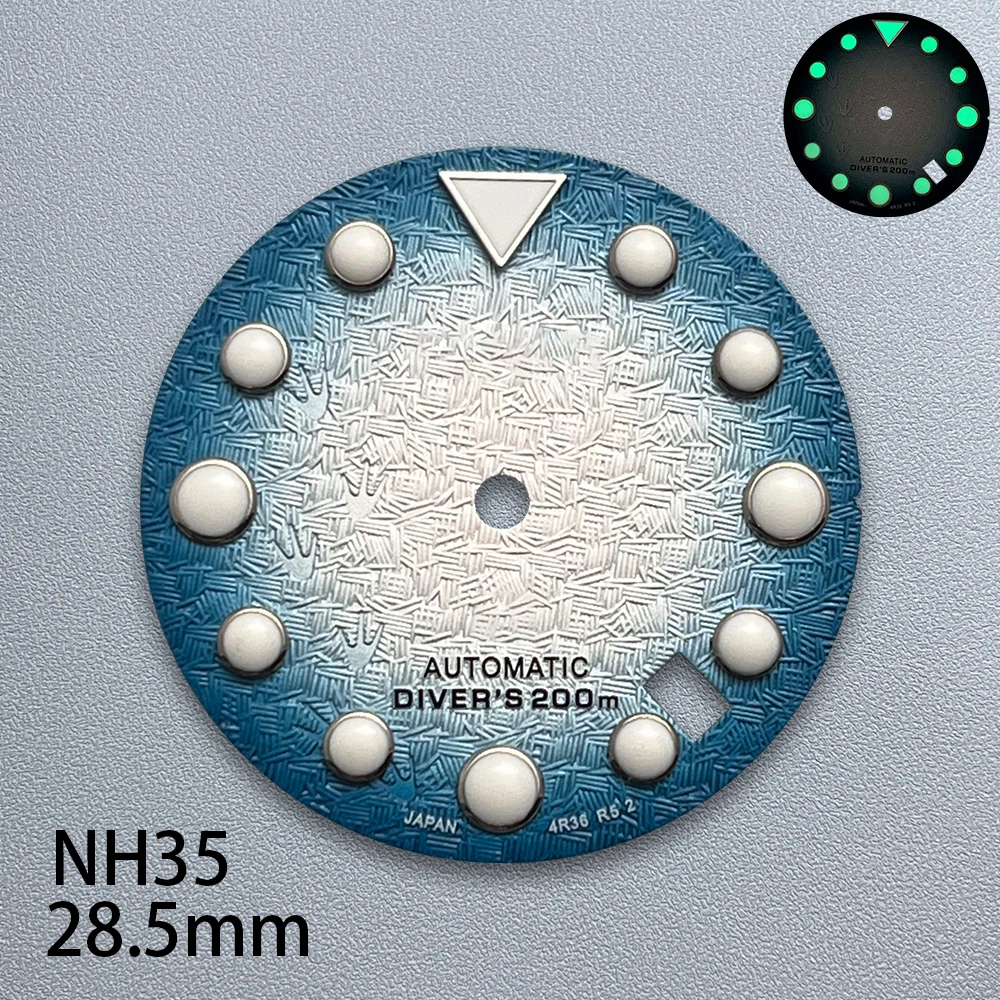 Quadrante a freccia 3D con logo S da 28,5 mm adatto per movimento NH36/4R36 Accessori per la modifica dell'orologio di alta qualità luminosi verdi