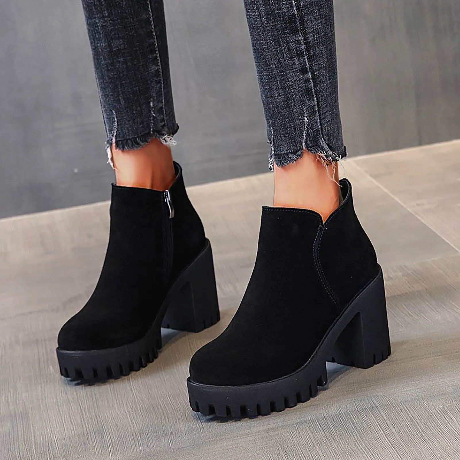 Buty Dla Kobiet Chunky Retro Buty Szorty Buty Damskie Buty do kostki Buty Damskie Buty Zimowe Dla Kobiet Z Obcasem