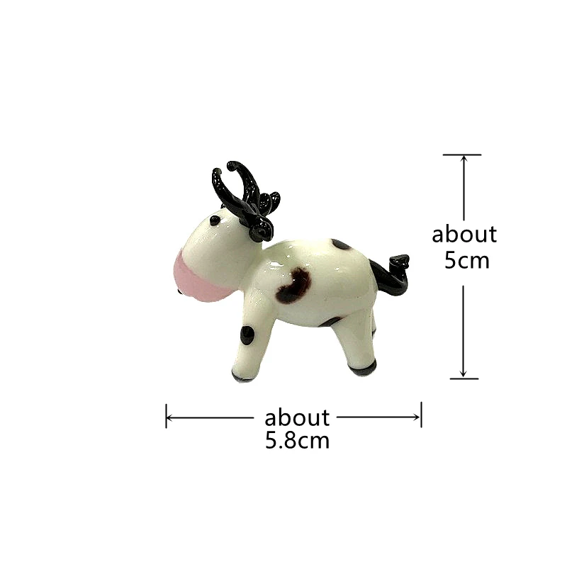 Handmade Murano Glass Cow Figurine Cute Animal Statue Home Desk Decor Ornament New Year Holiday Gift for Room Table Decoration