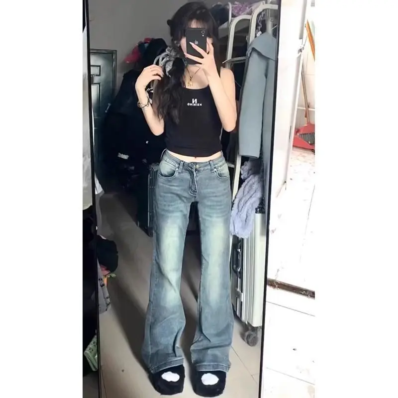 

Jeans Woman Japanese Style Washed Worn Destroyed Torn Frayed Hem Female Denim Fashion Grunge Alternative Punk Rock Gothic Emo