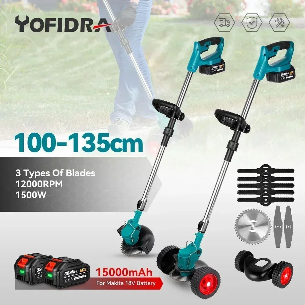 Handheld Electric Foldable Lawn Mower For Makita 18V Battery Adjustable Electric Trimmer With Accessories Garden Pruning Tool