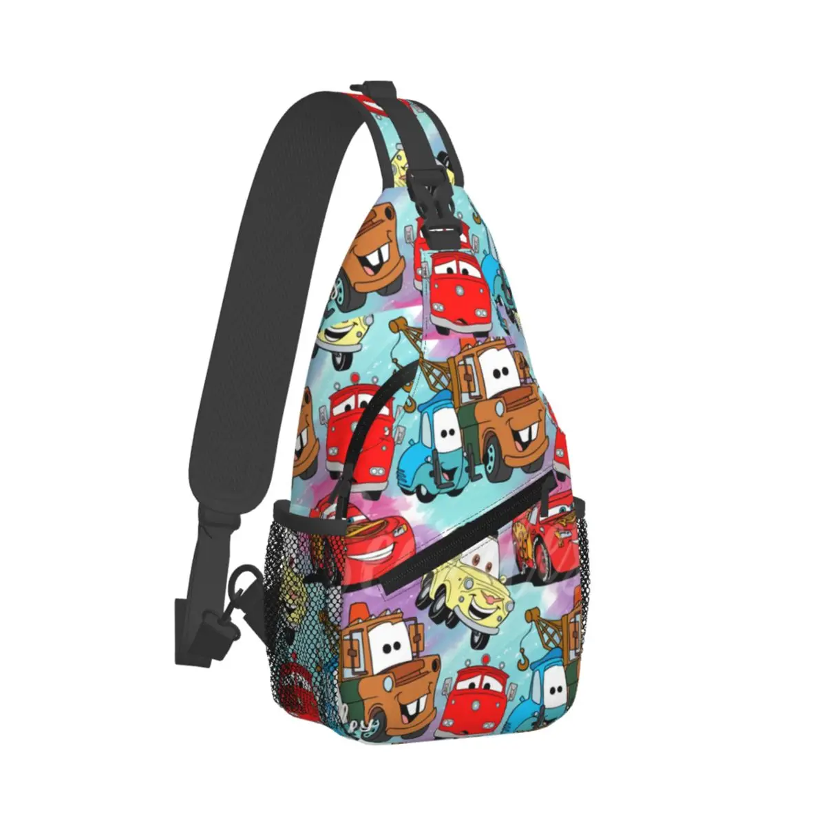 Custom Lightning McQueen Cars Collage Shoulder Crossbody Chest Backpack Shoulder Chest Bags Sling Bag for Traveling Hiking Bags