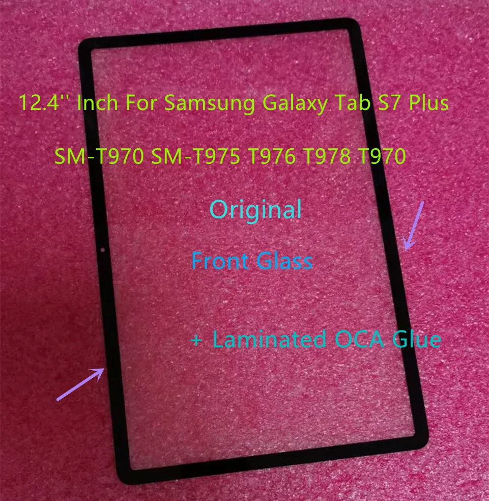 Новое переднее стекло 12,4 дюйма для Samsung Galaxy Tab S7 Plus SM-T970 SM-T975 T976 T978 T970 сенсорного экрана + ламинированный клей OCA
