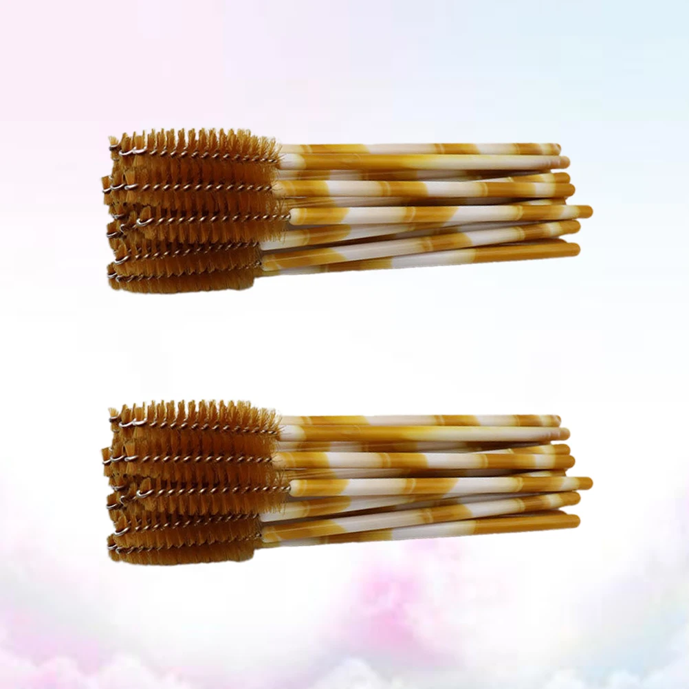 100 Stuks Nylon Wimperborstel Mascara Applicator Lash Scheiden Tool Make-Up Salon Wegwerp Draagbare Bruine Wimper Wands