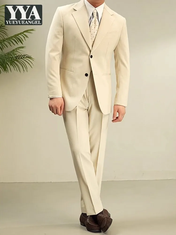 

Fashion Mens Slim Fit Business Work Suit Set Single Breasted Blazer Jacket Long Pants Two Piece Set Wedding Dress Suit Outfits